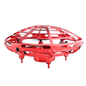 Mini drona OZN disc zburator interactiv, 3 senzori infrarosu, lumina LED, rosu - Img 1