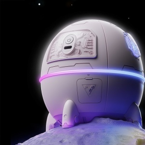 Mini umidificator, tip nava cu astronaut, portabil, cu 7 tipuri de lumina ambientala, alimentare USB C, alb - Img 4