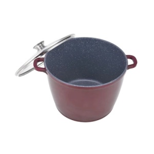 Oala tip tuci FOXMAG24, cu capac, din aluminiu, invelis ceramica marmorata, 7.15 l - Img 2