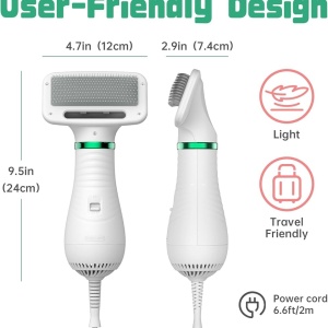 Perie cu uscator FOXMAG24 pentru caini si pisic 2 in 1, alb - Img 2