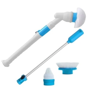 Perie rotativa de curatat, cu maner extensibil, 3 capete interschimbabile, cu acumulator, alb/albastru - Img 1