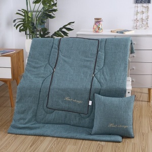 Perna si pilota, 2 in 1, dimensiuni 40 x 40 x 10 cm sau 110 x 150 cm, din material textil, cu 2 fermoare metalice bidirectionale, pentru auto, birou, living, voiaj, verde - Img 2