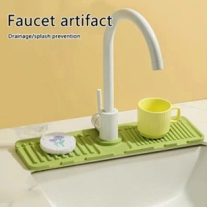 Protectie chiuveta silicon, auto-drenanta, usor de curatat si intretinut, multifunctional, de protectie impotriva stropilor, verde - Img 4