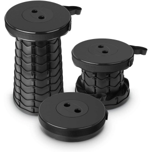 Scaun rotund telescopic, MAKS, extensibil, retractabil, pliant, portabil, pentru outdoor, camping, pescuit, negru - Img 2