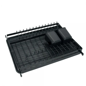 Scurgator vase cu 2 nivele, pliabil, sistem de scurgere a apei, dimensiuni 42 (L) cm x 30 (l) cm x 29.5 (H) cm, din metal si plastic, negru - Img 3