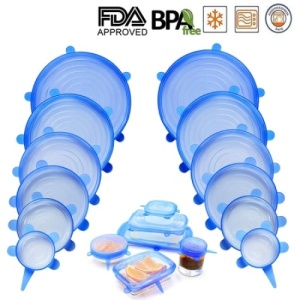 Set 12 capace din silicon, pentru vase fara capac, extensibile, reutilizabile, diferite dimensiuni, albastru - Img 4