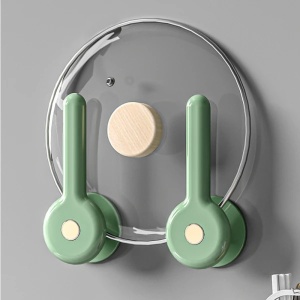 Set 2 suporturi autoadezive, pentru agatat accesorii, dimensiuni 13 x 5.5 cm, din plastic, verde - Img 3