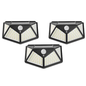Set 3 lampi cu incarcare solara FOXMAG24, senzor miscare, 3 trepte de iluminare, 100 LED - Img 1