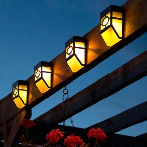 Set 4 lampi solare, pentru gradina si tersara, fixare prin agatare, din ABS, lumina LED, cu panou siliciu policristalin, negru - Img 1