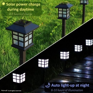 Set 6 lampi solare pentru gradina, cu iluminare LED, rezistente la apa, negru - Img 4