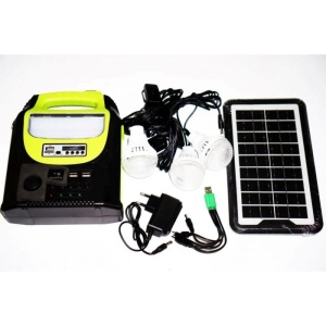 Sistem de iluminat solar, cu radio si bluetooth, tensiune maxima 9V, USB 5V, negru/verde - Img 1