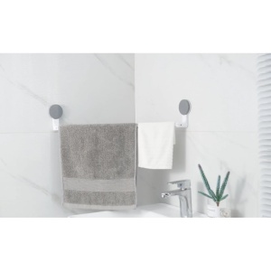 Suport de baie pentru prosop, usor de fixat, ajustabil, greutate maxima suportata pana la 4 kg, din metal si plastic, alb/gri - Img 4