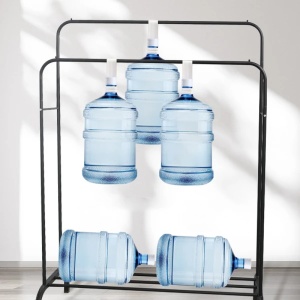 Suport dublu pentru haine, cu raft pentru incaltaminte, dimensiuni 110 cm x 54.5 cm x 150 cm, din metal, negru - Img 4