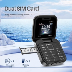 Telefon mobil mini cu ecran dublu, butoane mari, lanterna LED, camera foto, 2 x Nano SIM, player muzical, radio, negru - Img 3