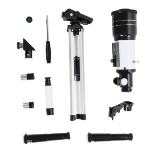 Telescop astronomic, cu obiectiv Barlow, maneta de control, adaptor smartphone, trepied de sustinere, marire 18X la 180X, negru/argintiu - Img 3
