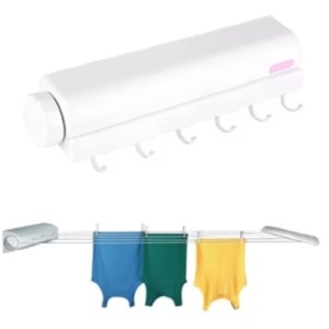 Uscator de rufe retractabil, cu 5 sarme si carlige, lungime maxima 4 metri, alb - Img 2
