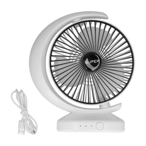 Ventilator de birou, portabil cu alimentare USB, functionare silentioasa, ajustare flexibila, cu 3 viteze, din ABS, alb - Img 4