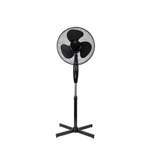 Ventilator de podea, cu 3 viteze, cu inaltime reglabila, orientare ajustabila, alimentare la retea, din metal si plastic, negru - Img 1