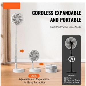 Ventilator portabil, ajustabil, incarcare USB, cu 4 viteze, inaltime reglabila 9,5cm- 102cm, din metal si plastic, ultra silentios, alb - Img 3