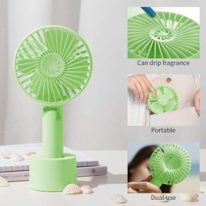 Ventilator portabil, design compact, functionare silentioasa, viteza ajustabila, incarcate USB, cu acumulator, verde - Img 2
