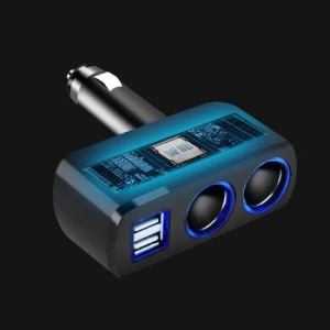 Adaptor priza auto, cu 2 USB, rotire 90°, cu indicator LED, putere 120W, negru - Img 2