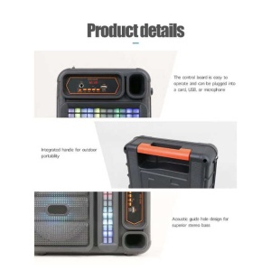 Aparat de radio, cu bluetooth, microfon, fara fir, curea de transport, intrare USB si card, negru - Img 3