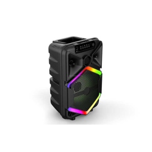 Boxa portabila cu lumini RGB, putere 10W, MP3, USB, bluetooth, TF, WIFI, slot microfon, karaoke, acumulator, negru - Img 3