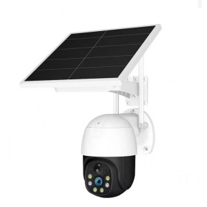 Camera de supraveghere, cu panou solar, conexiune 4G, vedere nocturna, senzor de miscare, acumulatori inclusi, dispune si de cititor de card, alb - Img 1