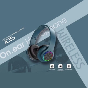 Casti fara fir, conexiune Bluetooth, cu lumini multicolore, pliabile, universale pentru telefoane mobile, albastru - Img 4