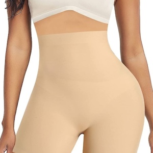 Colanti modelatori cu efect de subtiere, din material textil comod, cu benzi de sustinere antialunecare, marime XL, nude - Img 1