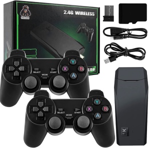 Consola Retro Zenino Tip Stick - 10.000 de Jocuri Video, Compatibila cu 9 Emulatoare, 2xControler Wireless, 4K, USB 2.4 GHz, 32GB, Negru - Img 1