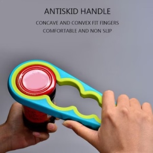Desfacator capace borcane si sticle, din plastic, cu 4 dimensiuni, cu sistem anti-alunecare, lungime 22.5 cm, albastru/galben - Img 3
