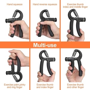 Flexor pentru antebrat, manere cauciuc, anti-alunecare, rezistenta reglabila 5-60kg, din inox/otel, negru - Img 4