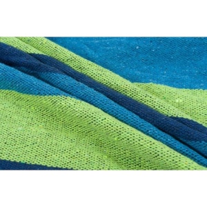 Hamac din bumbac, pentru relaxare, dimensiuni 180 x 80 cm, cu bara de lemn, greutate maxima suportata 150kg, verde/albastru - Img 3