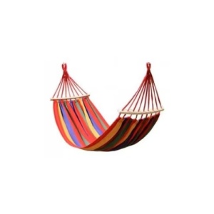 Hamac din bumbac, pentru relaxare, dimensiuni 180 x 80 cm, cu bara de lemn, greutate maxima suportata 150kg, multicolor - Img 2