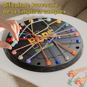 Joc de descalcit pentru copii, cu 3 niveluri de dificultate, franghii colorate, dezvolta atentia si concentrarea, din plastic, negru/multicolor - Img 2