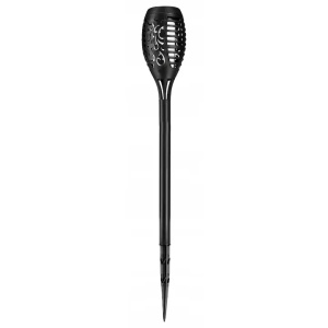 Lampa solara de gradina, tip torta, cu efect de flacara, lumina calda, rezistnta la apa si intemperii, din ABS, negru - Img 1