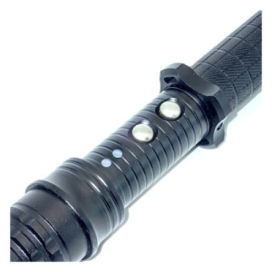 Lanterna tip baston, cu electrosoc, din aluminiu, lungime 35cm, puterea electrosocului 10.000Kw, se alimenteaza cu 2 acumulatori, negru - Img 3