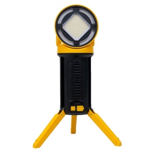 Lanterna tip proiector, cu trepied si maner, 5 moduri de iluminare, din ABS, cap rotativ, incarcare USB, inaltime 39cm, galben/negru - Img 1