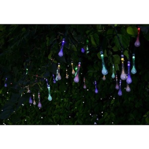 Lumini de gradina cu incarcare solara, tip picaturi, cu 20 de led-uri, lungime 5 metri, rezistenta la intemperii, multicolor - Img 4