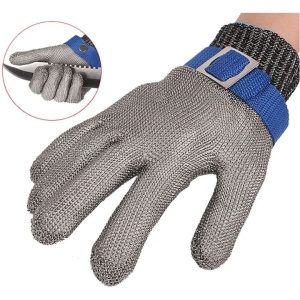 Manusi de protectie, din zale de inox, rezistente la taieturi, intepaturi, ajustabile, unisex, gri - Img 1