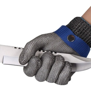 Manusi de protectie, din zale de inox, rezistente la taieturi, intepaturi, ajustabile, unisex, gri - Img 2