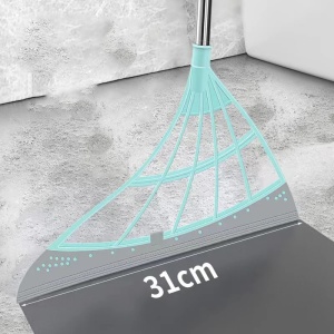 Matura din silicon, multifunctionala pentru praf, apa, par, pentru curatare uscata si umeda, cu maner din aluminiu, verde - Img 2