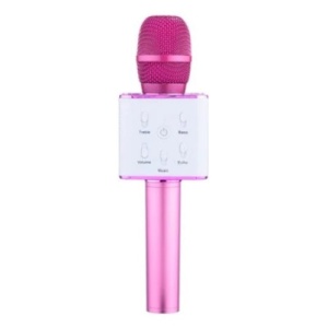 Microfon patrat FOXMAG24 cu boxa incorporata, 3W, iOS, Android, culoarea roz - Img 1