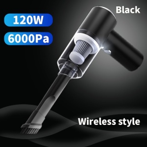 Mini aspirator auto portabil, reincarcabil, filtru HEPA, functie de suflare si aspirare, acumulator durabil, cu accesoriu pentru spatii inguste, negru - Img 5