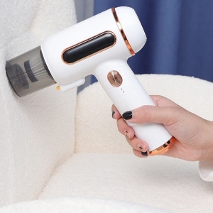 Mini aspirator pentru saltele, cu filtru HEPA, fara sac, putere 120W, recipient de colectare 200ml, alb - Img 4