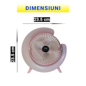 Mini ventilator de birou, cu iluminare multicolora LED, incarcare USB, ajustare 180 °, 3 viteze de functionare, lumini ambientale, alb - Img 3