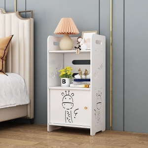 Noptiera pentru dormitor, din MDF, dimeniuni 25 X 50 cm, pentru depozitare si organizare, cu finisaj mat, alb - Img 1