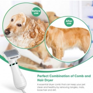 Perie cu uscator FOXMAG24 pentru caini si pisic 2 in 1, alb - Img 3