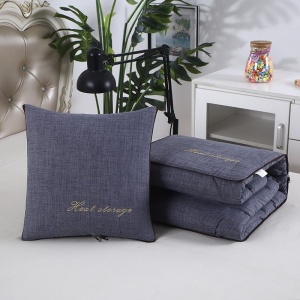 Perna si pilota, 2 in 1, dimensiuni 40 x 40 x 10 cm sau 110 x 150 cm, din material textil, cu 2 fermoare metalice bidirectionale, pentru auto, birou, living, voiaj, albastru - Img 1
